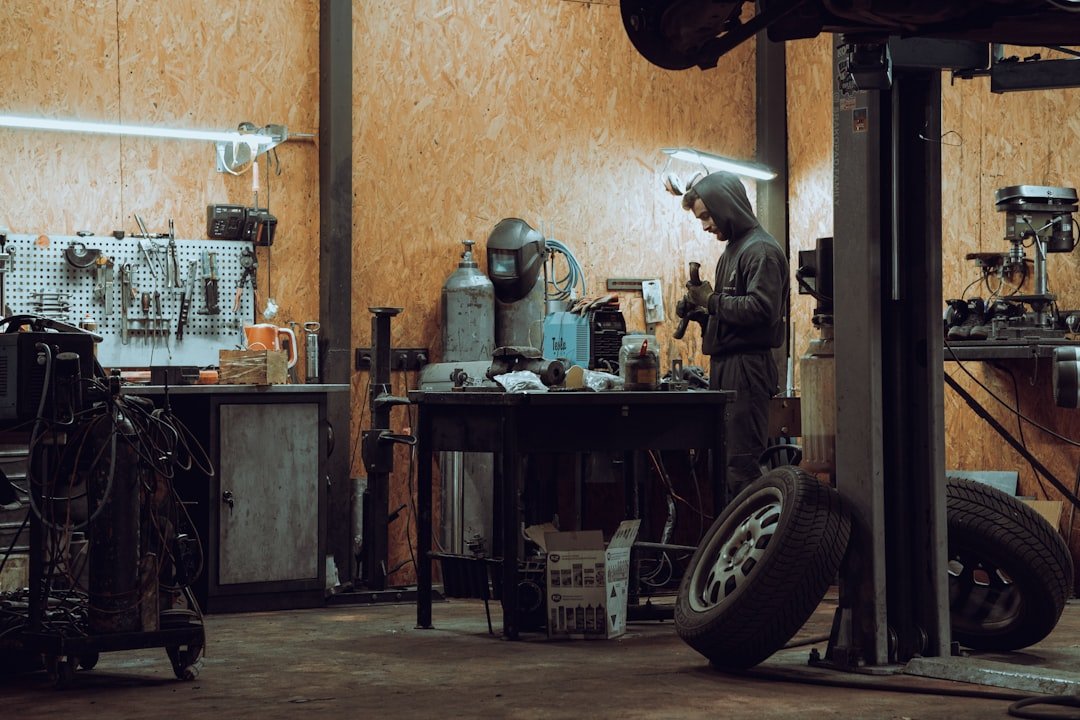Auto repair shop with vehicles being serviced