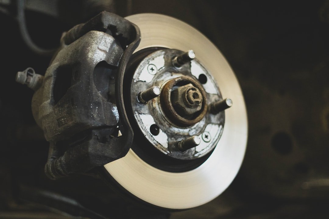 Brake caliper and rotor system close-up
