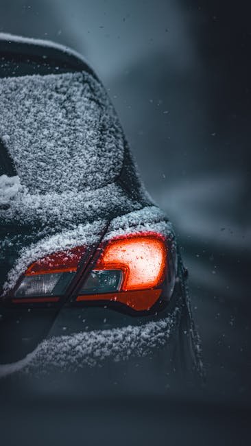 car engine idling to warm up on cold morning