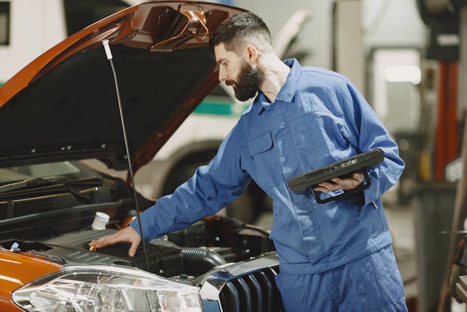 major engine repair in auto shop showing extent of damage