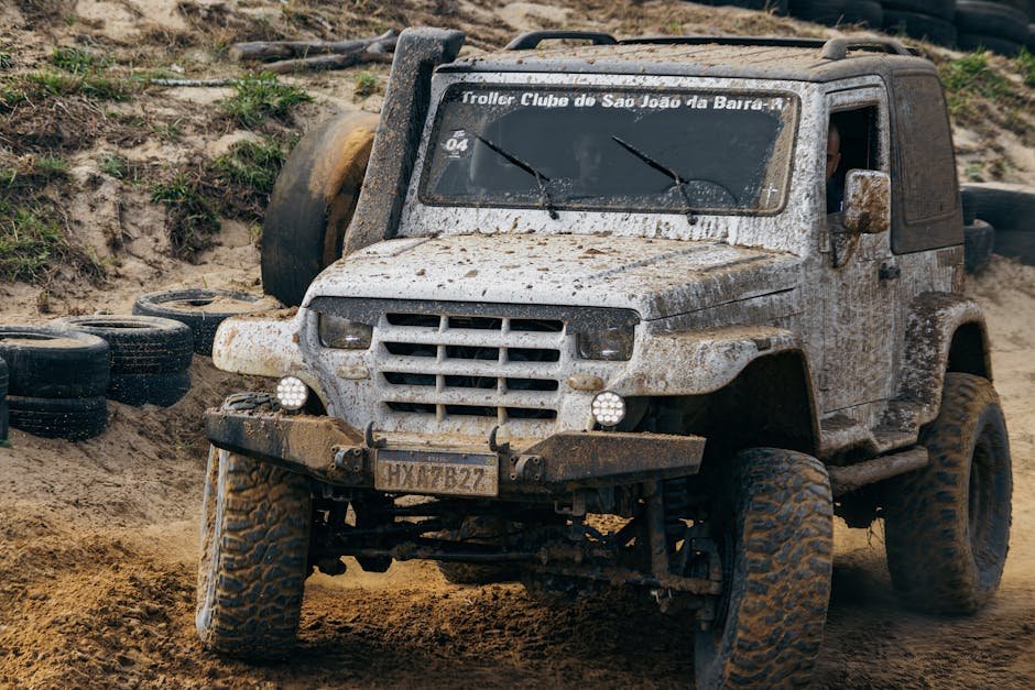 4WD truck driving on rough terrain